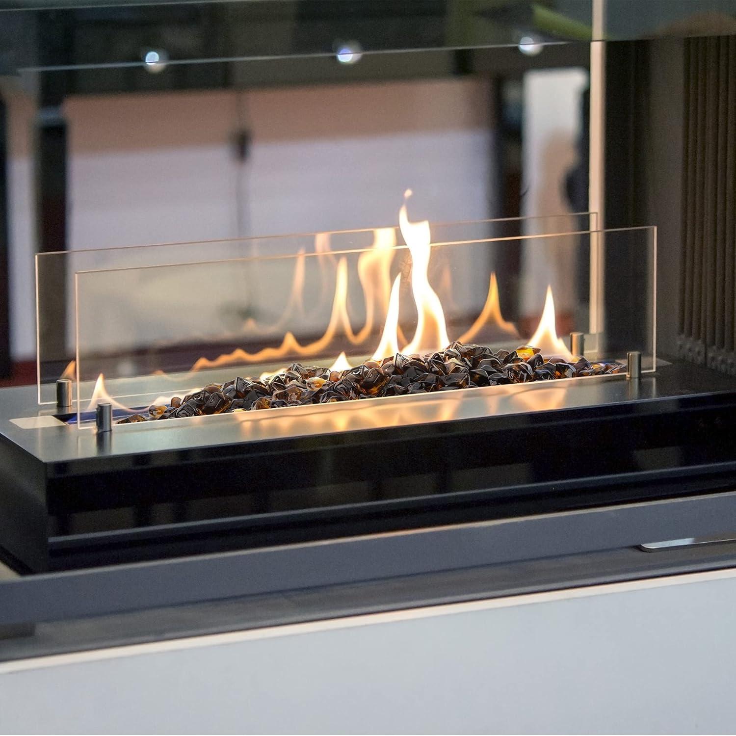 Stanbroil 10-Pound Fire Glass – 1/2 inch Polygon Fire Glass for Fireplace Fire Pit and Landscaping, Crystal(Amber)