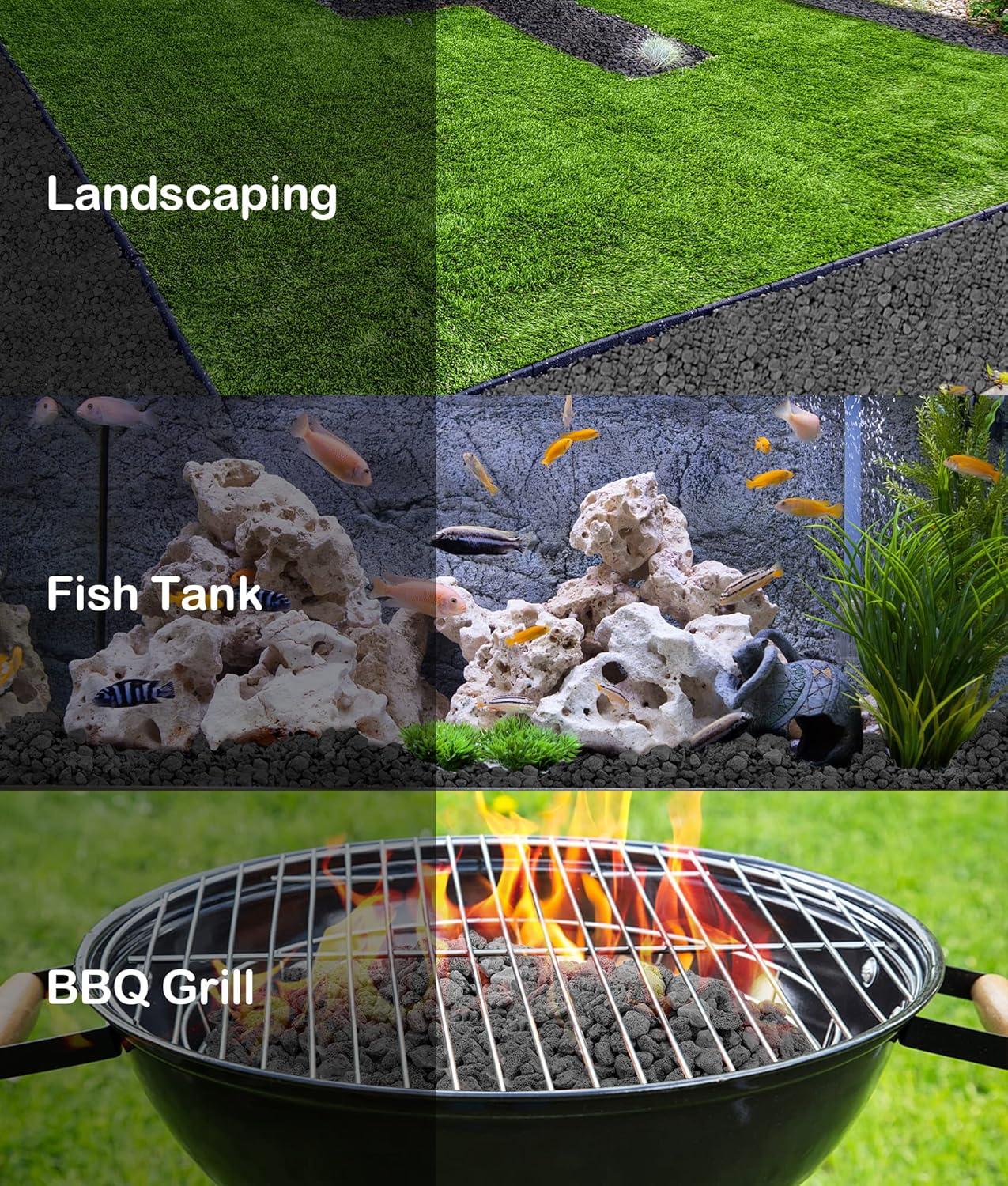 Stanbroil 10 Pounds Black Lava Rock Granules, Decorative Landscaping for Fire Bowls, Fire Pits, Gas Log Sets, Indoor or Outdoor Fireplaces(1 1/5″ – 2″)(Black)