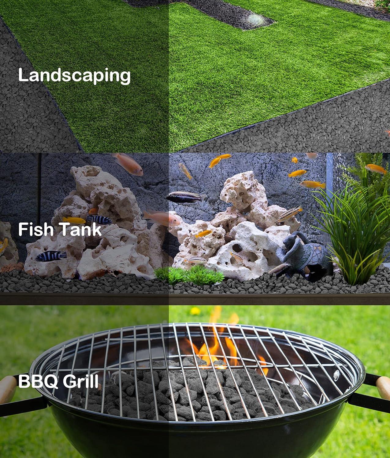 Stanbroil 10 Pounds Black Lava Rock Granules, Decorative Landscaping for Fire Bowls, Fire Pits, Gas Log Sets, Indoor or Outdoor Fireplaces(1 1/5″ – 2″)(Black)