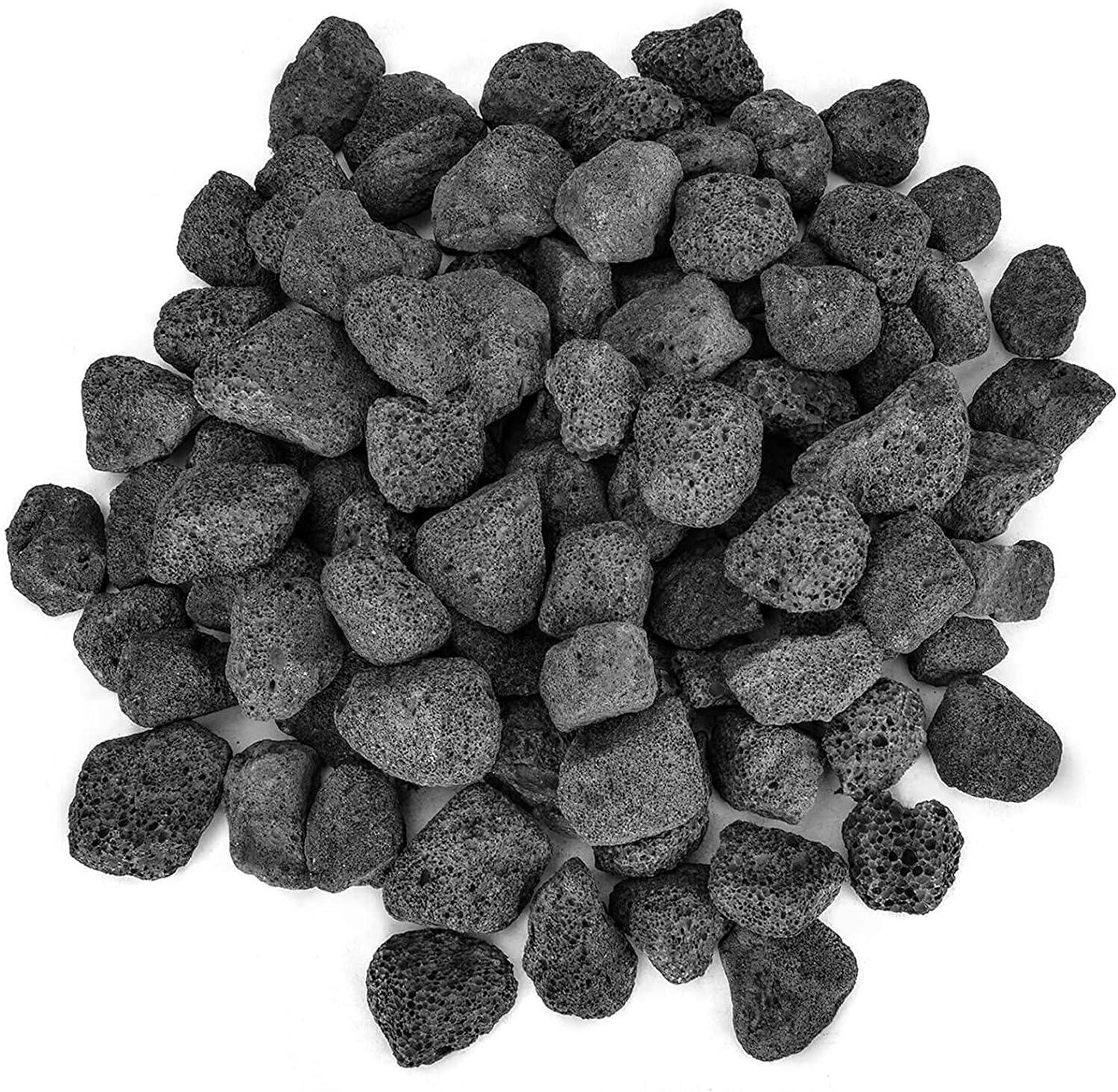 Stanbroil 10 Pounds Black Lava Rock Granules, Decorative Landscaping for Fire Bowls, Fire Pits, Gas Log Sets, Indoor or Outdoor Fireplaces(1 1/5″ – 2″)(Black)