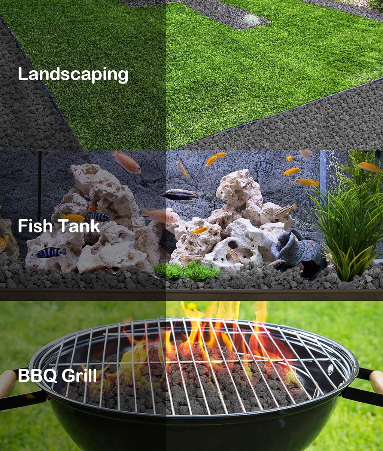 Stanbroil 10 Pounds Black Lava Rock Granules, Decorative Landscaping for Fire Bowls, Fire Pits, Gas Log Sets, Indoor or Outdoor Fireplaces(1 1/5″ – 2″)(Black)