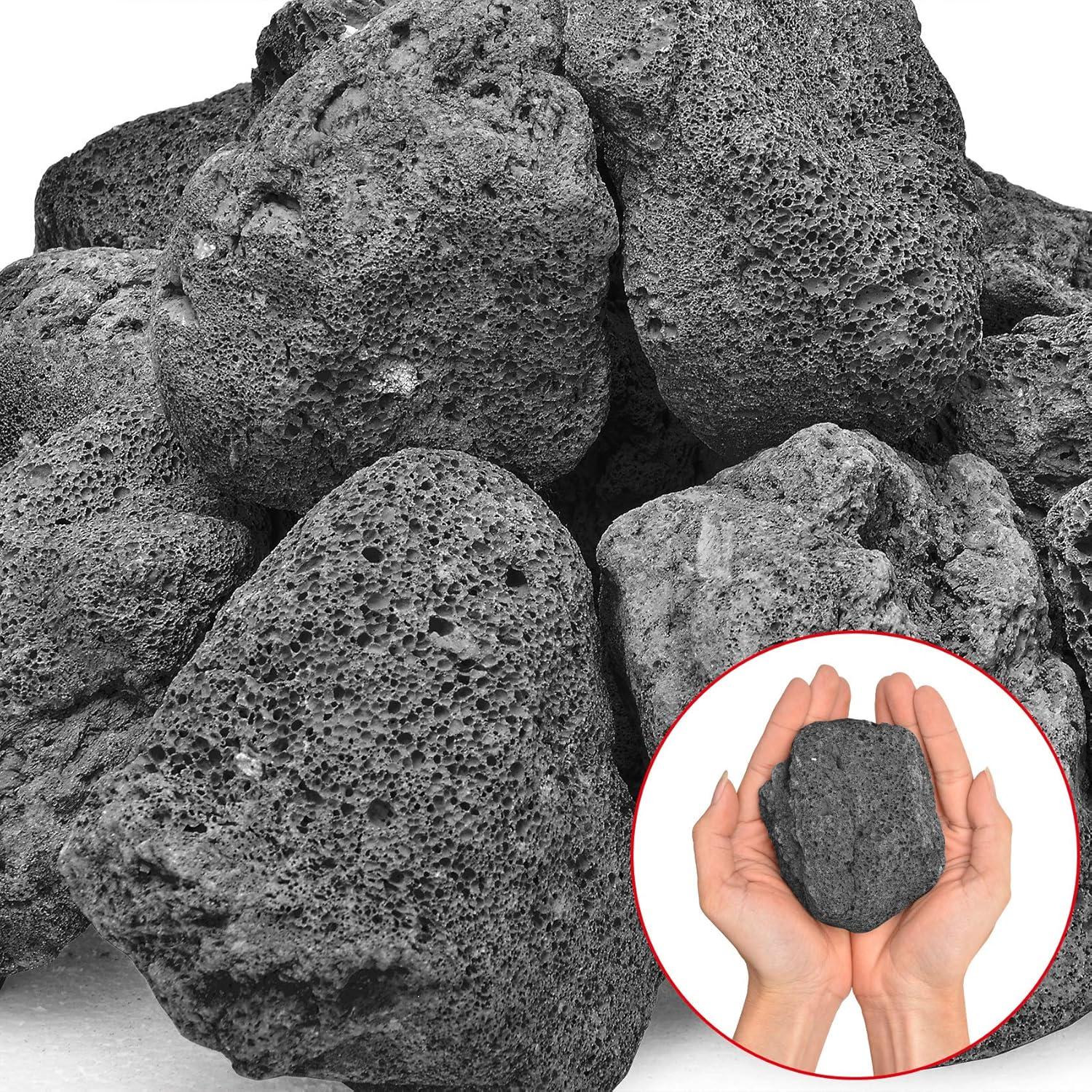 Stanbroil 10 Pounds Black Lava Rock Granules, Decorative Landscaping for Fire Bowls, Fire Pits, Gas Log Sets, Indoor or Outdoor Fireplaces(1 1/5″ – 2″)(Black)