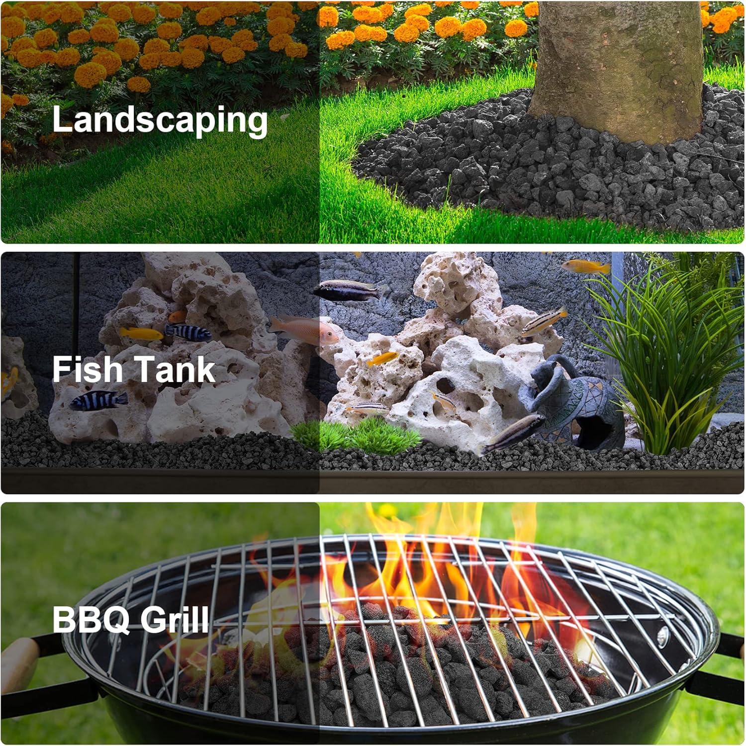 Stanbroil 10 Pounds Black Lava Rock Granules, Decorative Landscaping for Fire Bowls, Fire Pits, Gas Log Sets, Indoor or Outdoor Fireplaces(1 1/5″ – 2″)(Black)