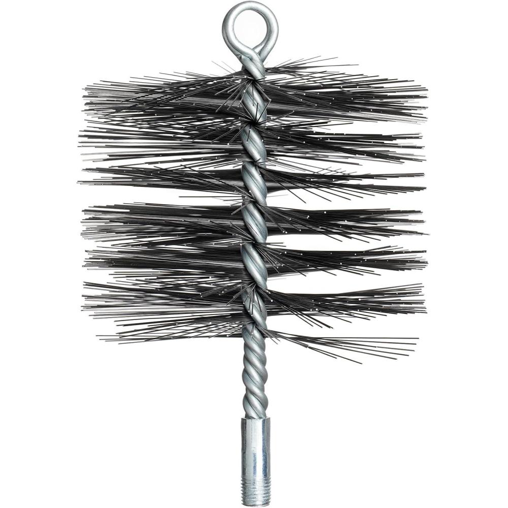 Stanbroil 6 Inch Round Chimney Cleaning Brush with 1/4″ NPT Fitting for Insulated Chimneys, Stainless Steel or Metal Stove Pipes- Works with Most Chimney Rod Sets(Steel)