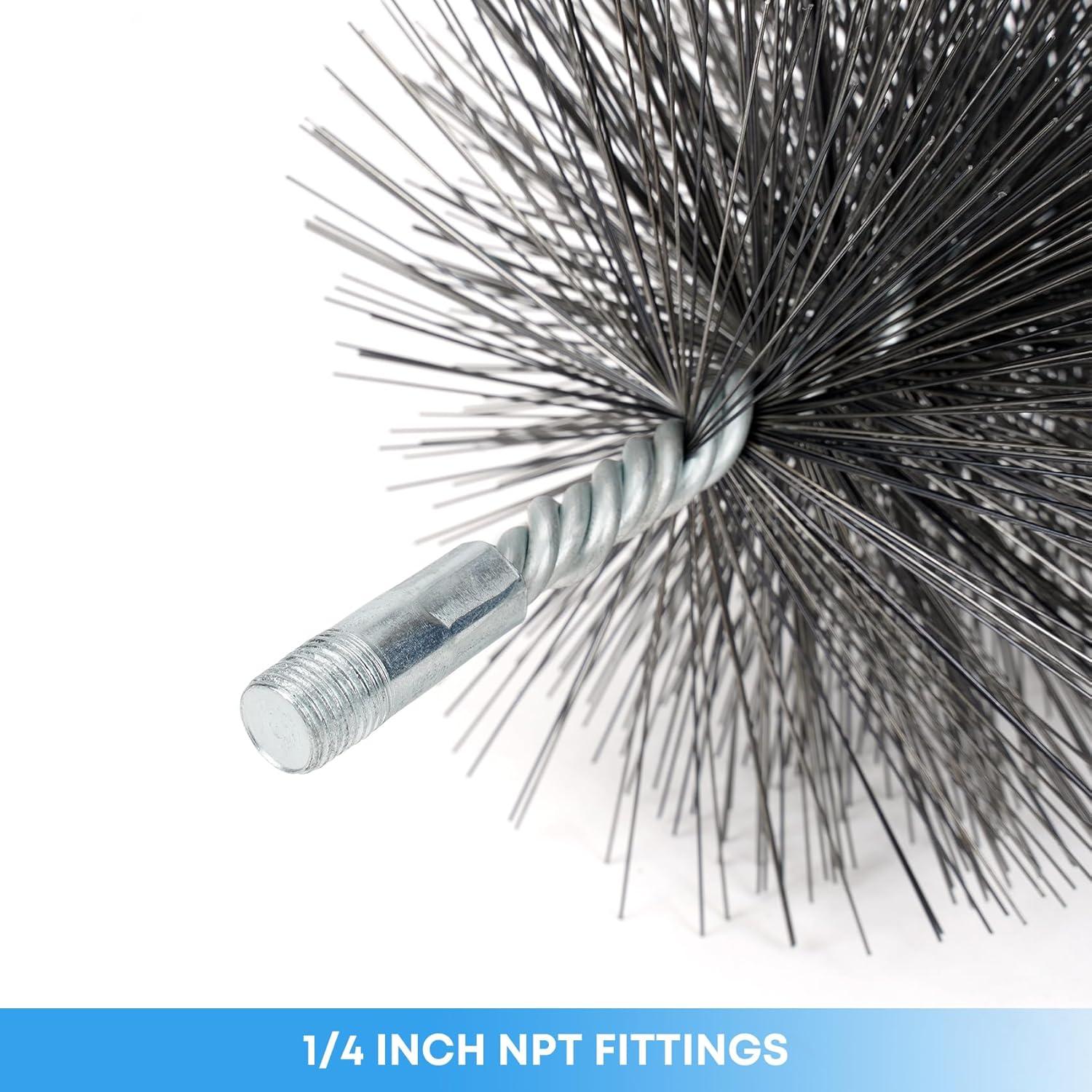 Stanbroil 6 Inch Round Chimney Cleaning Brush with 1/4″ NPT Fitting for Insulated Chimneys, Stainless Steel or Metal Stove Pipes- Works with Most Chimney Rod Sets(Steel)
