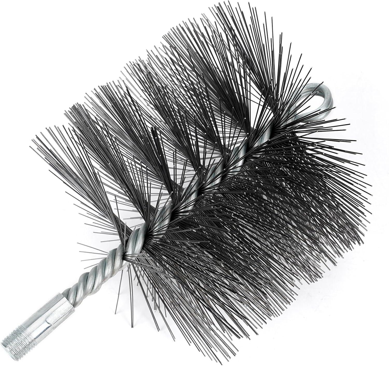 Stanbroil 6 Inch Round Chimney Cleaning Brush with 1/4″ NPT Fitting for Insulated Chimneys, Stainless Steel or Metal Stove Pipes- Works with Most Chimney Rod Sets(Steel)