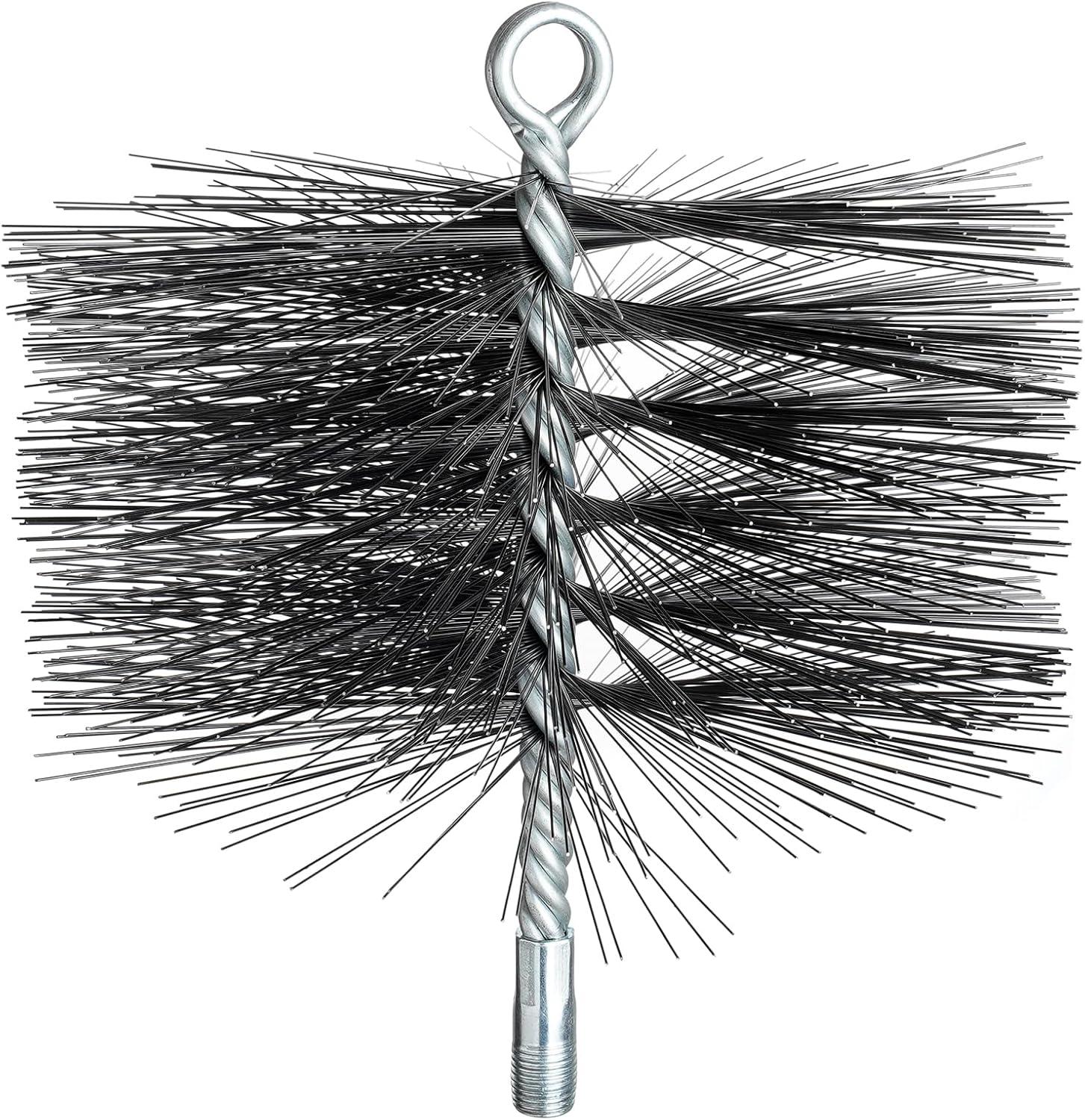 Stanbroil 6 Inch Round Chimney Cleaning Brush with 1/4″ NPT Fitting for Insulated Chimneys, Stainless Steel or Metal Stove Pipes- Works with Most Chimney Rod Sets(Steel)