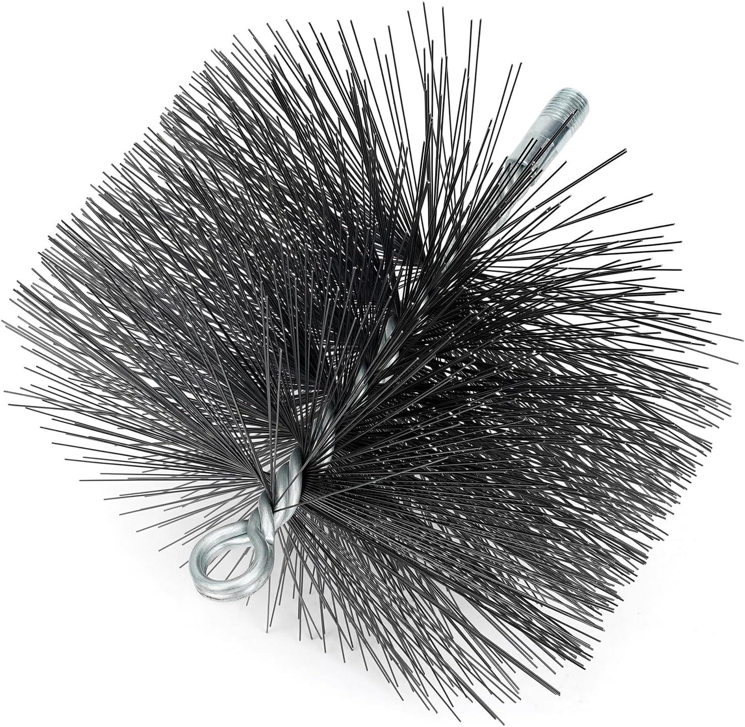 Stanbroil 6 Inch Round Chimney Cleaning Brush with 1/4″ NPT Fitting for Insulated Chimneys, Stainless Steel or Metal Stove Pipes- Works with Most Chimney Rod Sets(Steel)