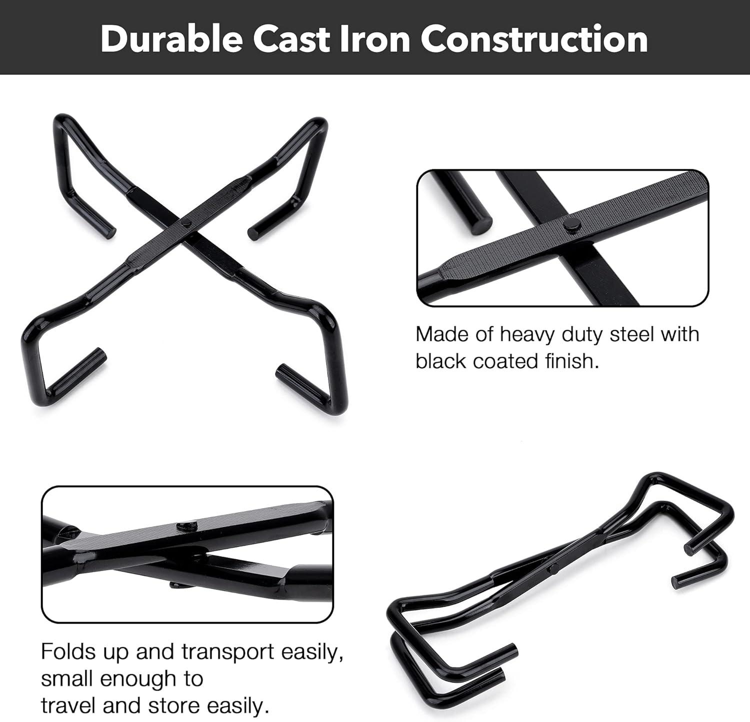 Stanbroil 8″ Cast Iron Folding Dutch Oven Lid Stand for Campfire Cooking, 4-in-1 Folding Pot Stand Camp Dutch Oven Tool