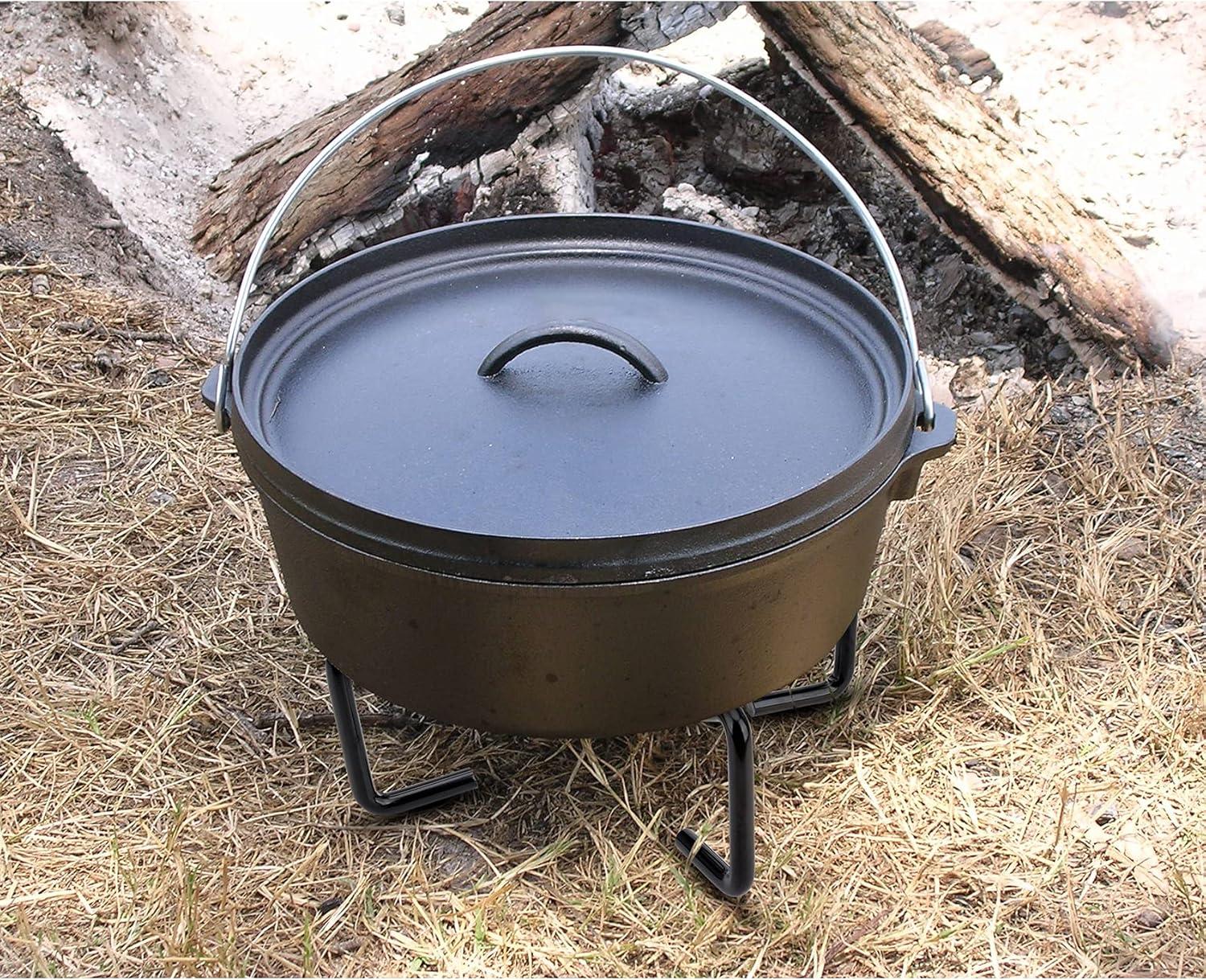 Stanbroil 8″ Cast Iron Folding Dutch Oven Lid Stand for Campfire Cooking, 4-in-1 Folding Pot Stand Camp Dutch Oven Tool