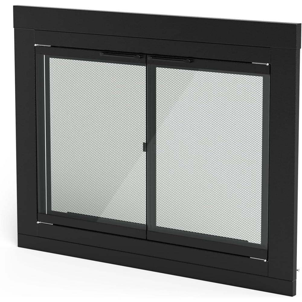 Stanbroil Fireplace Glass Bi-fold Style Door, Black Finish, Medium, Decorative Fireplace Screen Door for Fireplace Accessories(Cabinet)