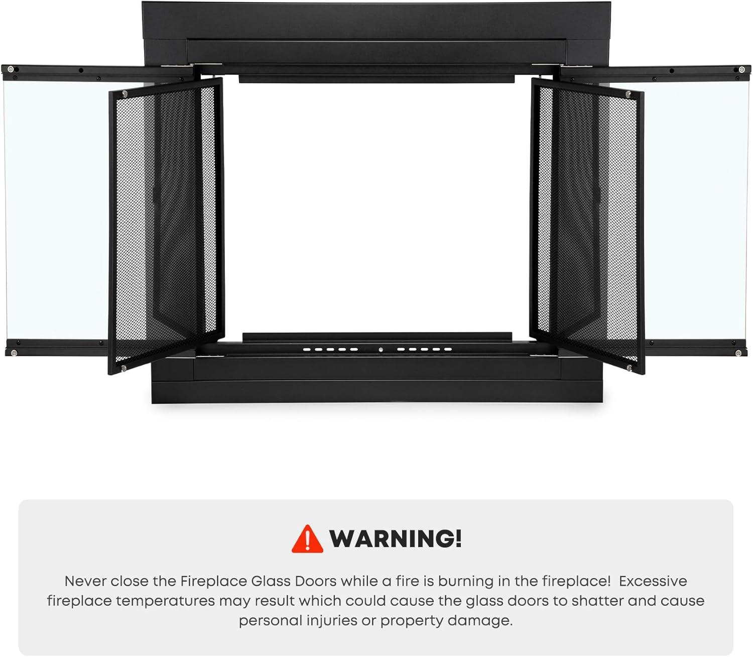 Stanbroil Fireplace Glass Bi-fold Style Door, Black Finish, Medium, Decorative Fireplace Screen Door for Fireplace Accessories(Cabinet)