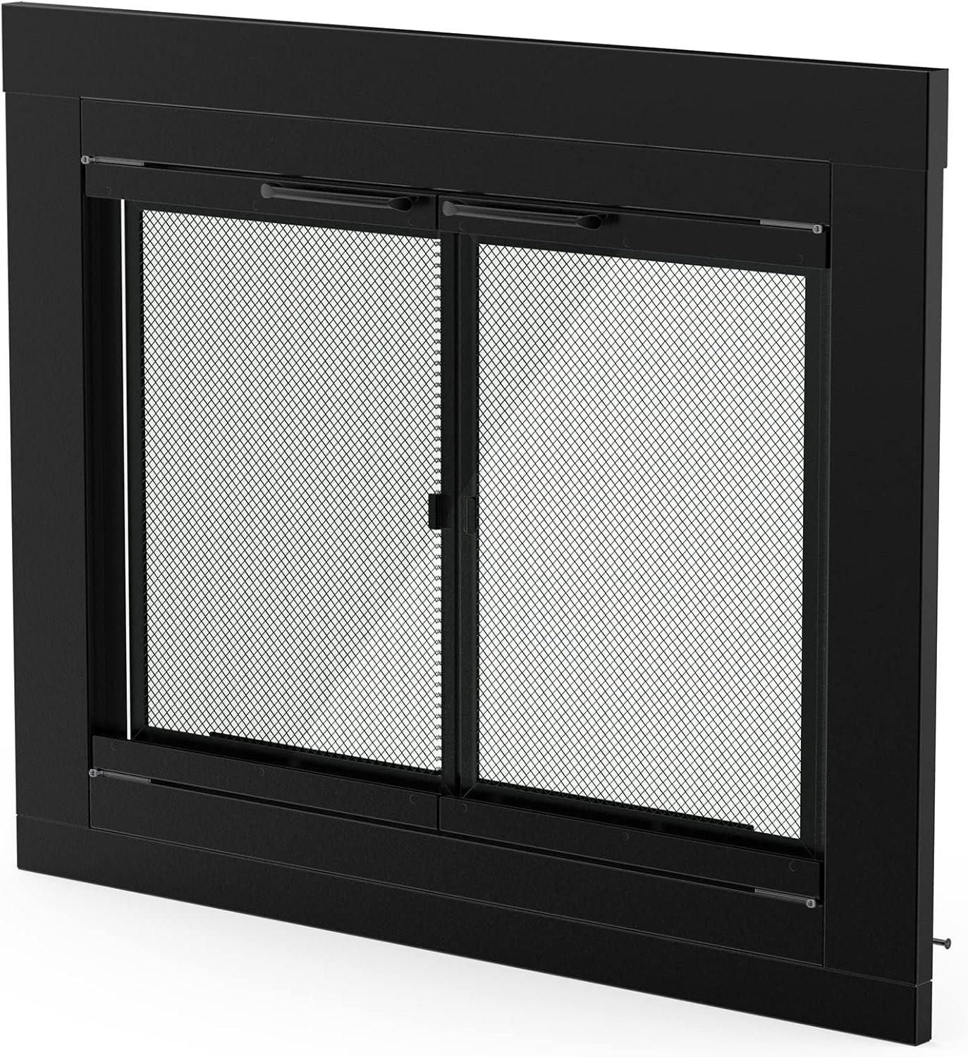 Stanbroil Fireplace Glass Bi-fold Style Door, Black Finish, Medium, Decorative Fireplace Screen Door for Fireplace Accessories(Cabinet)