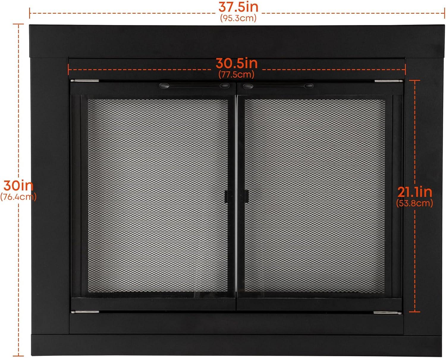 Stanbroil Fireplace Glass Bi-fold Style Door, Black Finish, Medium, Decorative Fireplace Screen Door for Fireplace Accessories(Cabinet)