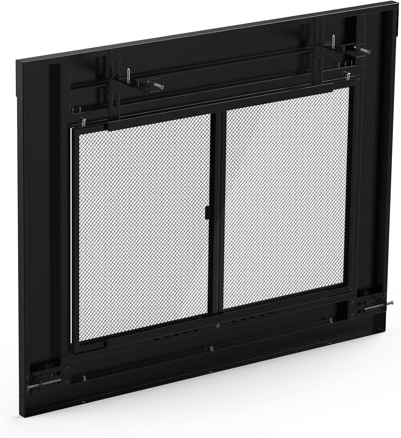 Stanbroil Fireplace Glass Bi-fold Style Door, Black Finish, Medium, Decorative Fireplace Screen Door for Fireplace Accessories(Cabinet)