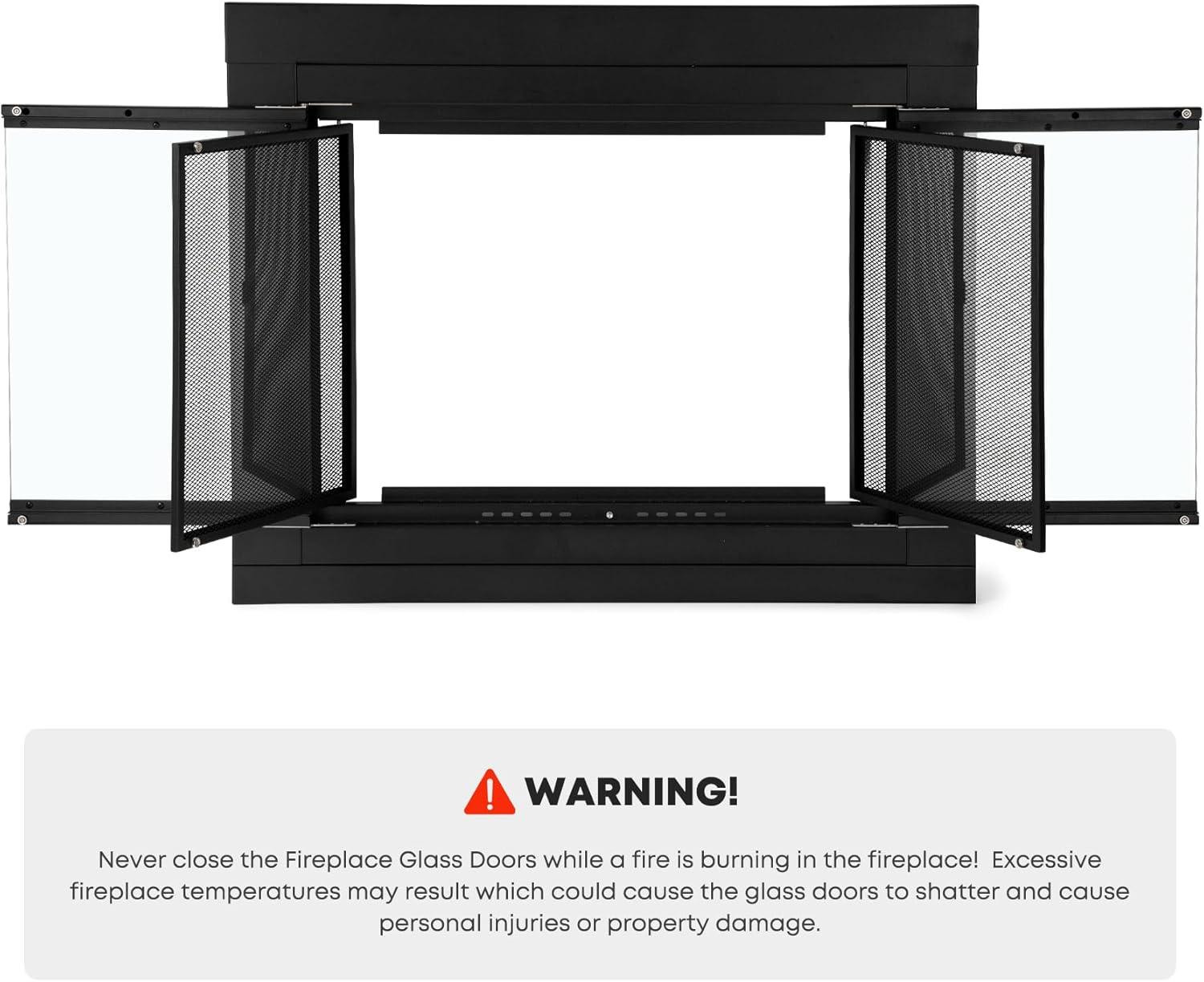 Stanbroil Fireplace Glass Bi-fold Style Door, Black Finish, Medium, Decorative Fireplace Screen Door for Fireplace Accessories(Cabinet)