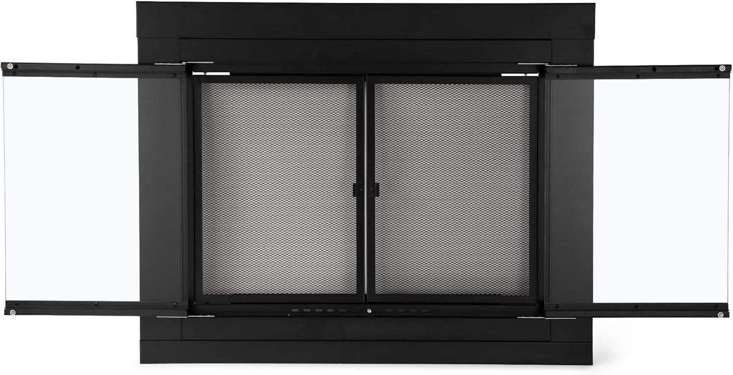 Stanbroil Fireplace Glass Bi-fold Style Door, Black Finish, Medium, Decorative Fireplace Screen Door for Fireplace Accessories(Cabinet)