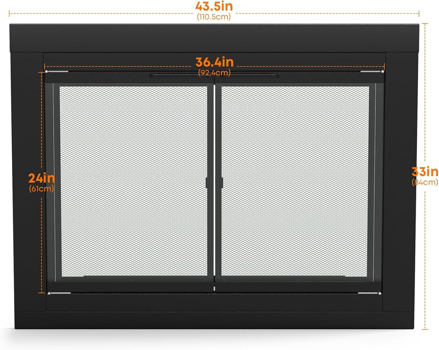 Stanbroil Fireplace Glass Bi-fold Style Door, Black Finish, Medium, Decorative Fireplace Screen Door for Fireplace Accessories(Cabinet)