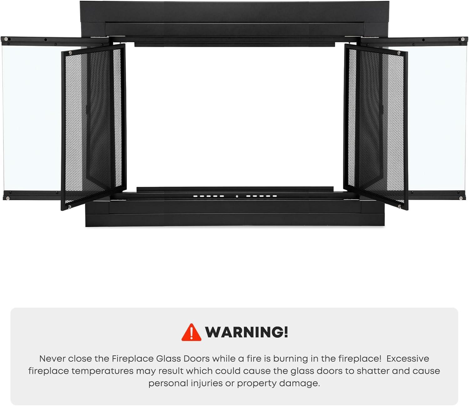 Stanbroil Fireplace Glass Bi-fold Style Door, Black Finish, Medium, Decorative Fireplace Screen Door for Fireplace Accessories(Cabinet)