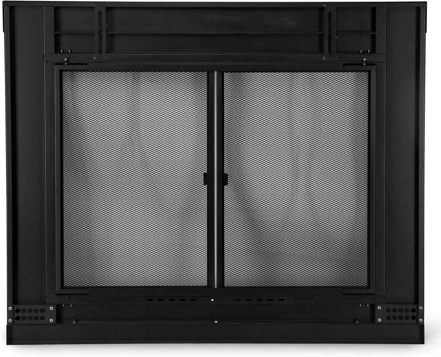 Stanbroil Fireplace Glass Bi-fold Style Door, Black Finish, Medium, Decorative Fireplace Screen Door for Fireplace Accessories(Cabinet)