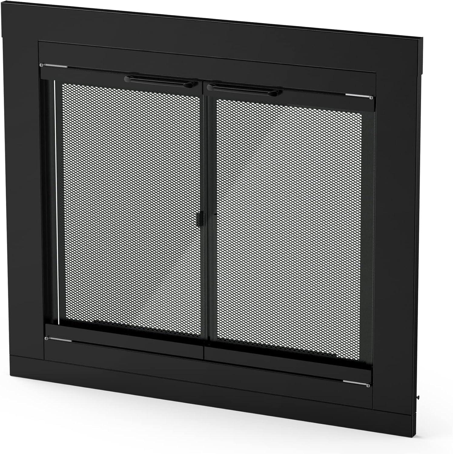 Stanbroil Fireplace Glass Bi-fold Style Door, Black Finish, Medium, Decorative Fireplace Screen Door for Fireplace Accessories(Cabinet)