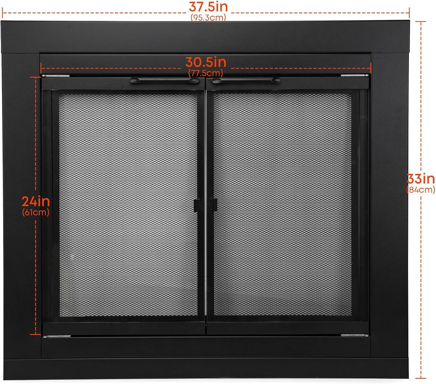 Stanbroil Fireplace Glass Bi-fold Style Door, Black Finish, Medium, Decorative Fireplace Screen Door for Fireplace Accessories(Cabinet)