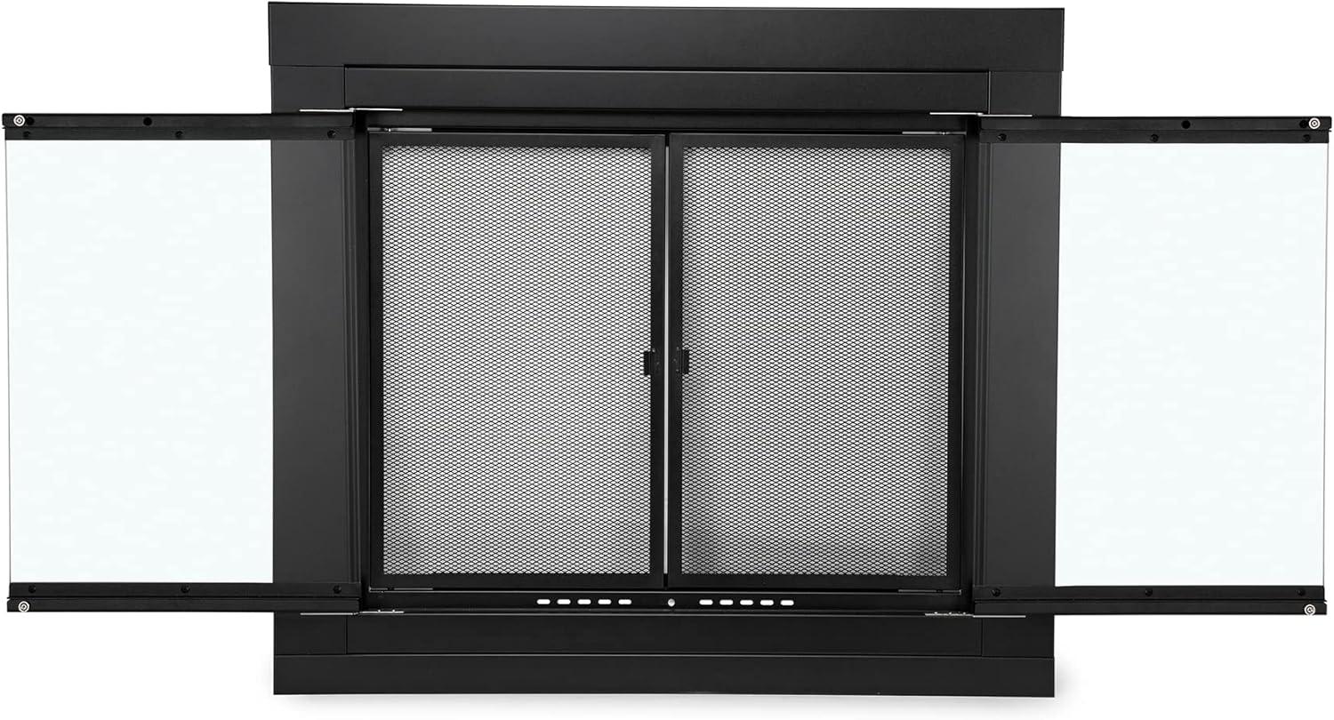 Stanbroil Fireplace Glass Bi-fold Style Door, Black Finish, Medium, Decorative Fireplace Screen Door for Fireplace Accessories(Cabinet)