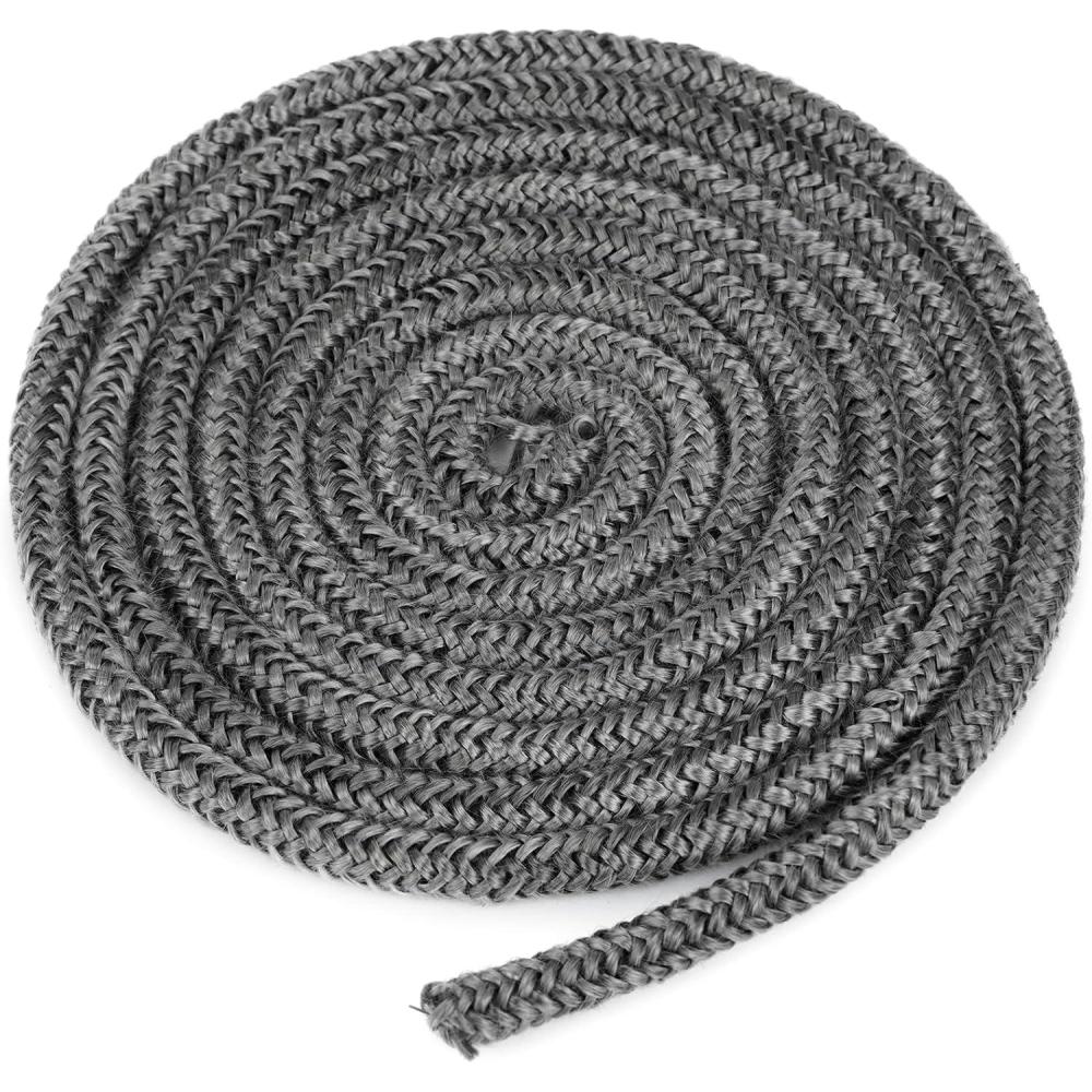 Stanbroil Wood Stove Gasket, 1/4″ x 84″ Graphite Impregnated Fiberglass Rope Seal and High-Temperature Cement Gasket Replacement for Wood Stoves Door(1/4″ x 84″ Rope)