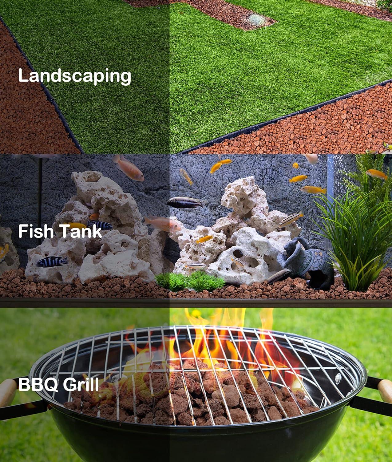 Stanbroil 10 Pounds Black Lava Rock Granules, Decorative Landscaping for Fire Bowls, Fire Pits, Gas Log Sets, Indoor or Outdoor Fireplaces(1 1/5″ – 2″)(Red)