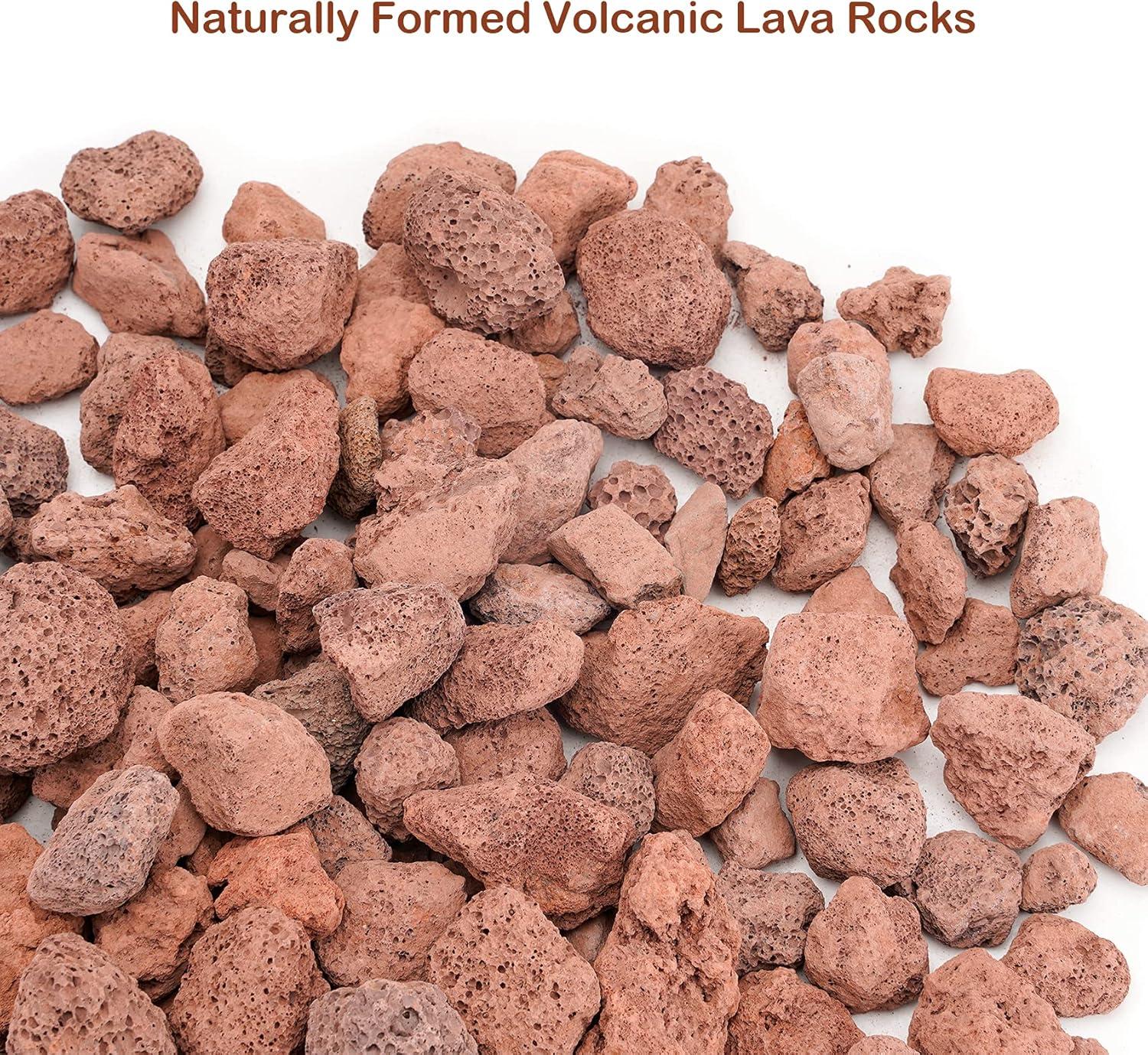 Stanbroil 10 Pounds Black Lava Rock Granules, Decorative Landscaping for Fire Bowls, Fire Pits, Gas Log Sets, Indoor or Outdoor Fireplaces(1 1/5″ – 2″)(Red)