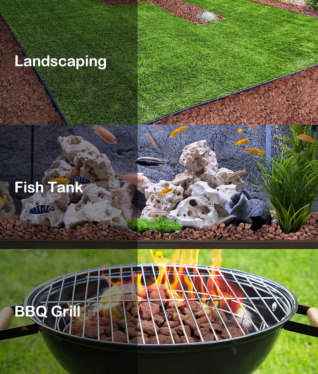 Stanbroil 10 Pounds Black Lava Rock Granules, Decorative Landscaping for Fire Bowls, Fire Pits, Gas Log Sets, Indoor or Outdoor Fireplaces(1 1/5″ – 2″)(Red)