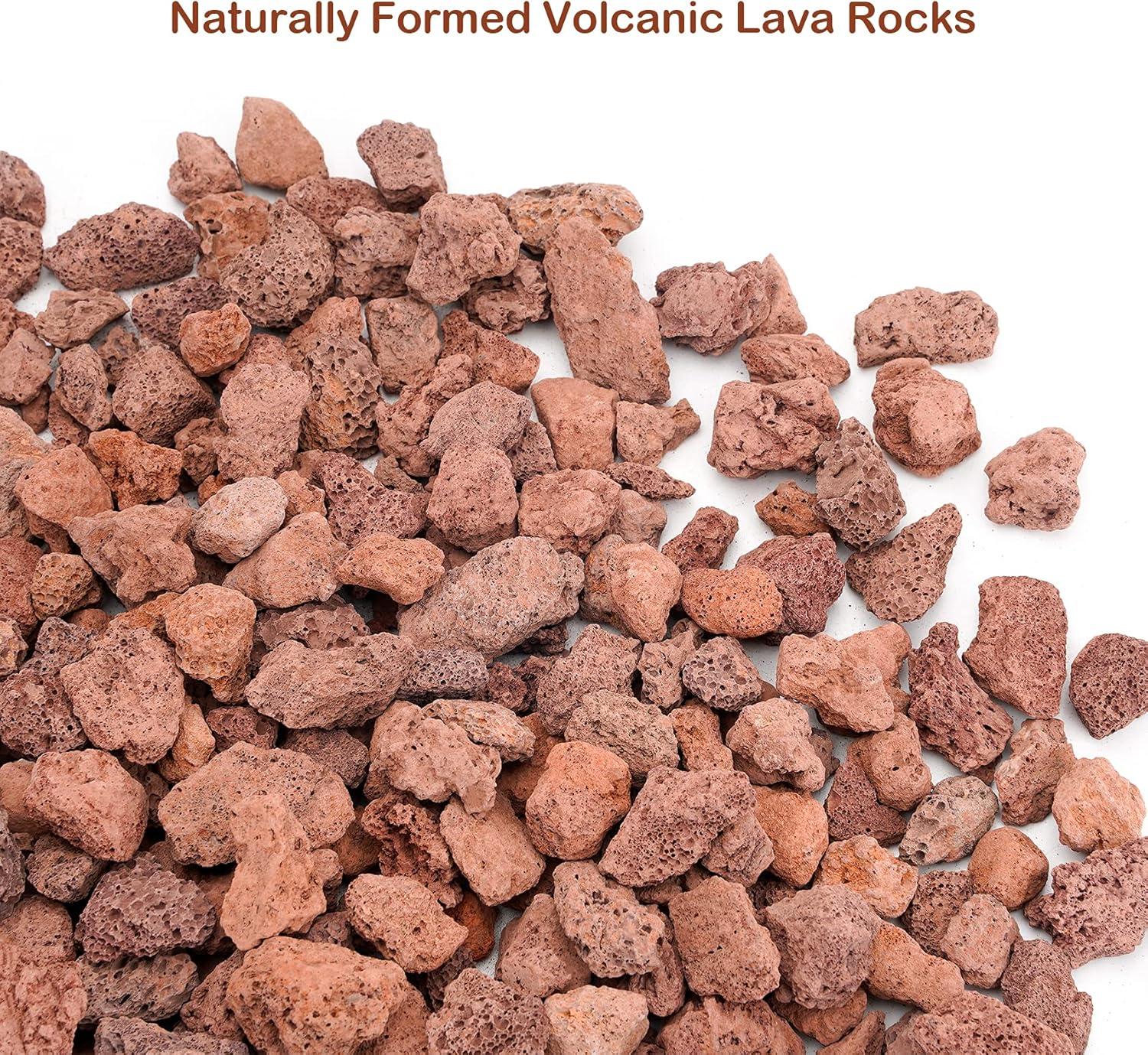 Stanbroil 10 Pounds Black Lava Rock Granules, Decorative Landscaping for Fire Bowls, Fire Pits, Gas Log Sets, Indoor or Outdoor Fireplaces(1 1/5″ – 2″)(Red)