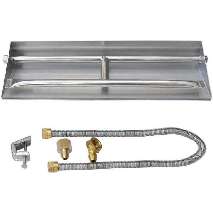 Stanbroil 20.5″ Natural Gas Powder Coated Steel Fireplace Dual Flame Pan Burner Kit(Stainless Steel)