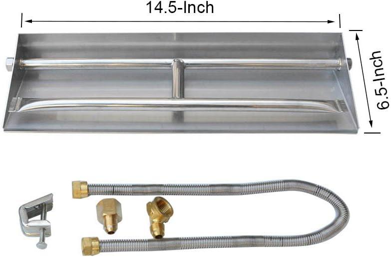 Stanbroil 20.5″ Natural Gas Powder Coated Steel Fireplace Dual Flame Pan Burner Kit(Stainless Steel)