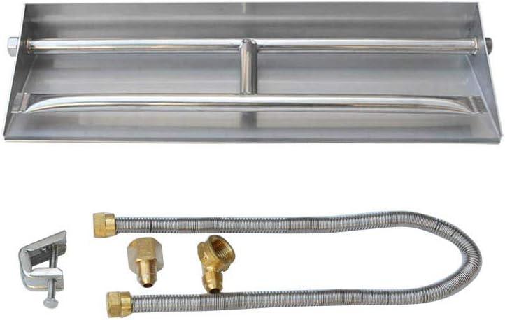 Stanbroil 20.5″ Natural Gas Powder Coated Steel Fireplace Dual Flame Pan Burner Kit(Stainless Steel)