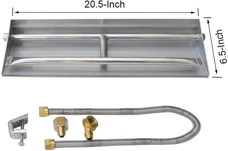 Stanbroil 20.5″ Natural Gas Powder Coated Steel Fireplace Dual Flame Pan Burner Kit(Stainless Steel)
