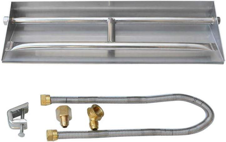 Stanbroil 20.5″ Natural Gas Powder Coated Steel Fireplace Dual Flame Pan Burner Kit(Stainless Steel)