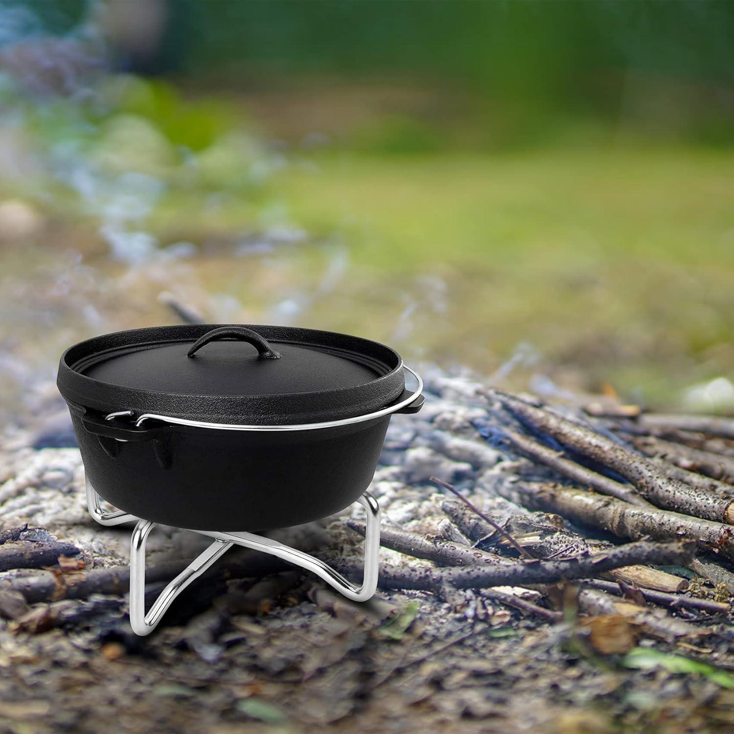 Stanbroil 8″ Stainless Steel Folding Dutch Oven Lid Stand for Campfire Cooking, 4-in-1 Folding Pot Stand Camp Dutch Oven Tool