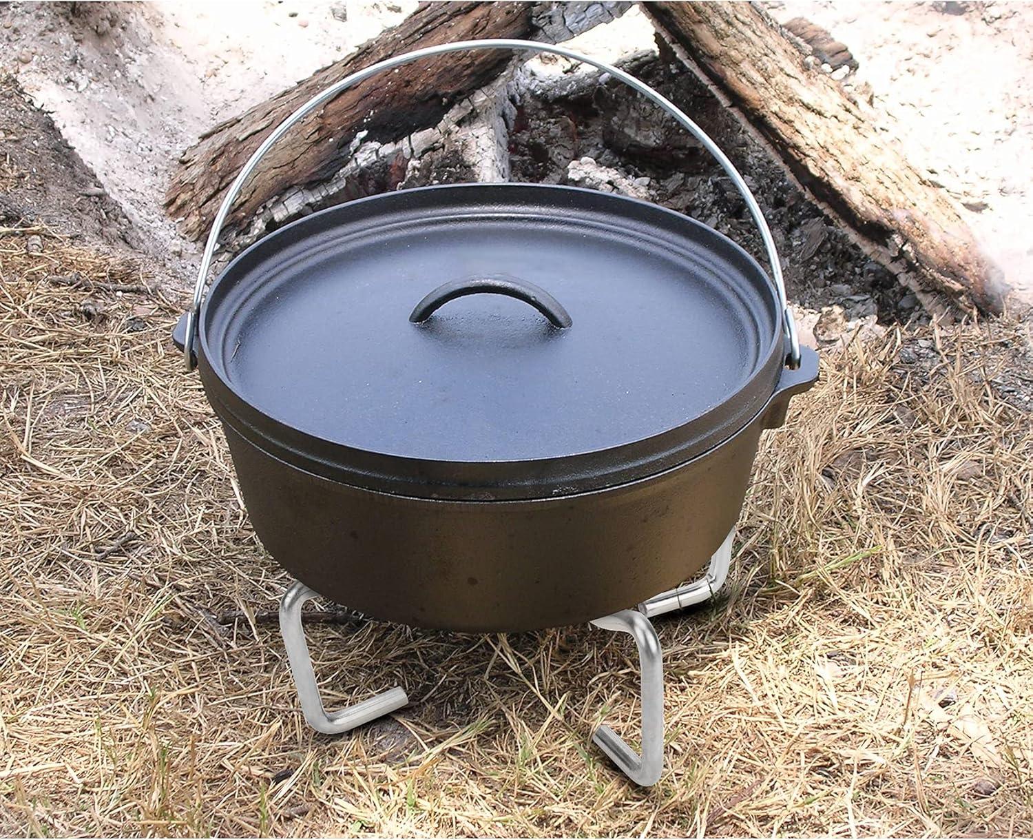 Stanbroil 8″ Stainless Steel Folding Dutch Oven Lid Stand for Campfire Cooking, 4-in-1 Folding Pot Stand Camp Dutch Oven Tool