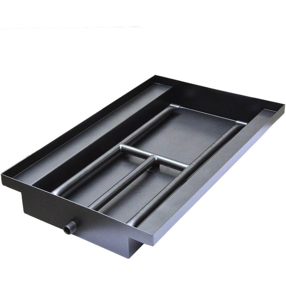 Stanbroil Powder Coated Steel Fireplace Box Pan with Dual Flame H Burner