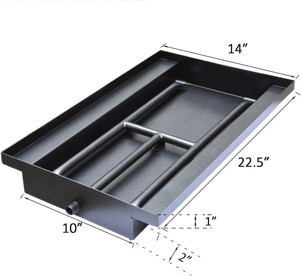 Stanbroil Powder Coated Steel Fireplace Box Pan with Dual Flame H Burner