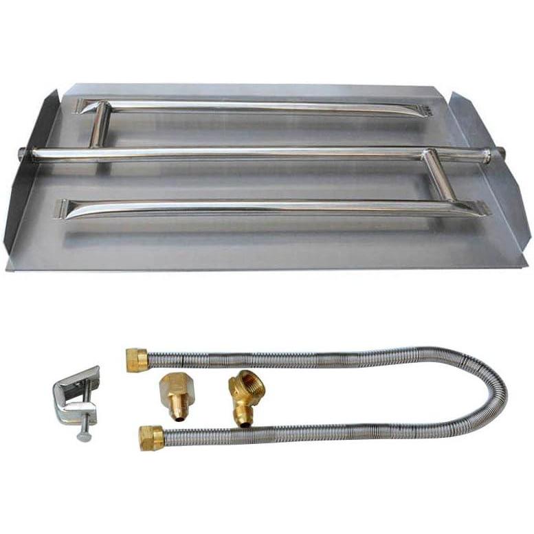 Stanbroil Stainless Steel Natural Gas Fireplace Triple Flame Pan Burner Kit, 28.5-inch(Stainless Steel)