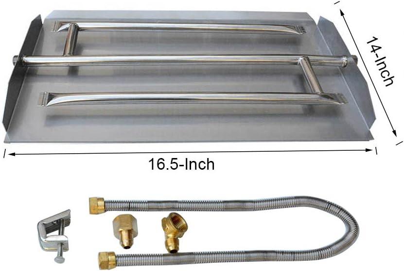 Stanbroil Stainless Steel Natural Gas Fireplace Triple Flame Pan Burner Kit, 28.5-inch(Stainless Steel)