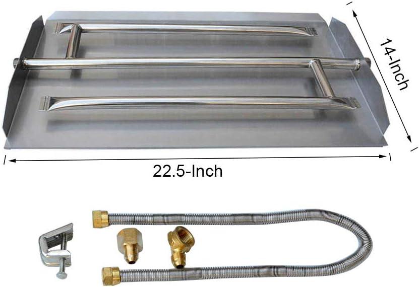 Stanbroil Stainless Steel Natural Gas Fireplace Triple Flame Pan Burner Kit, 28.5-inch(Stainless Steel)