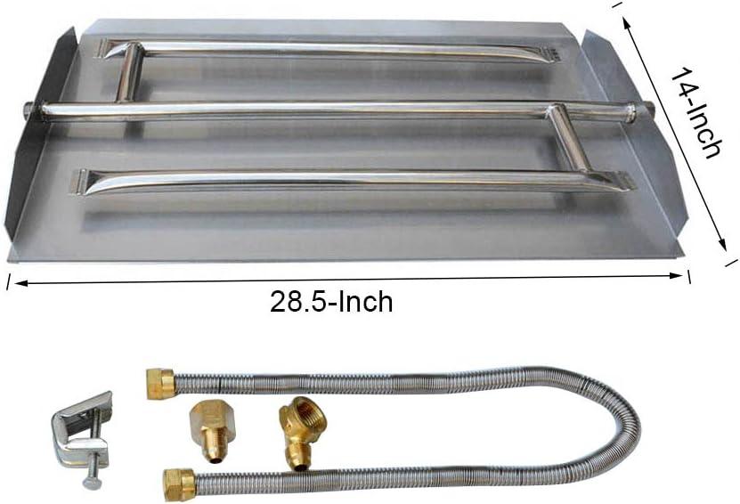 Stanbroil Stainless Steel Natural Gas Fireplace Triple Flame Pan Burner Kit, 28.5-inch(Stainless Steel)