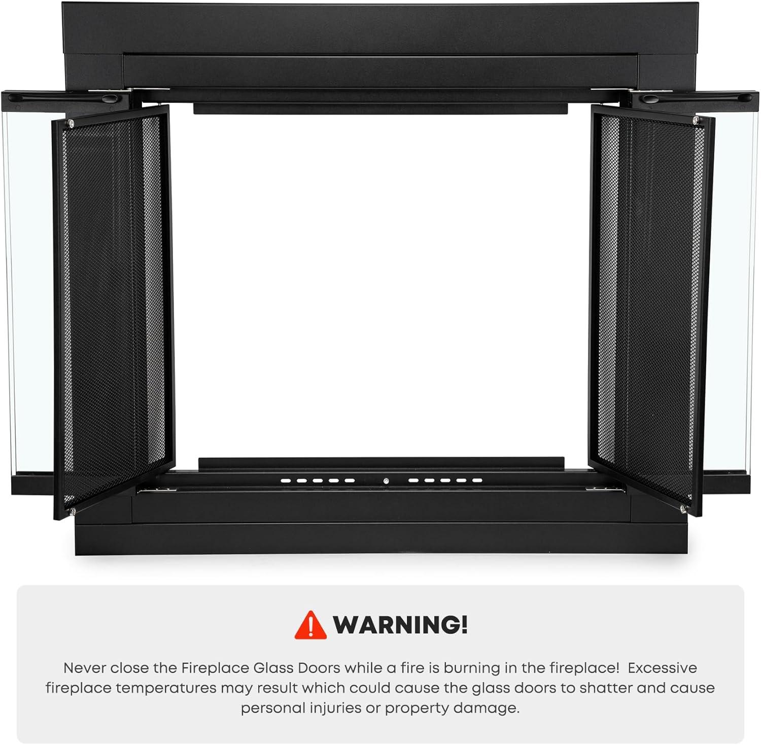 Stanbroil Fireplace Glass Bi-fold Style Door, Black Finish, Medium, Decorative Fireplace Screen Door for Fireplace Accessories(Bi-Fold)