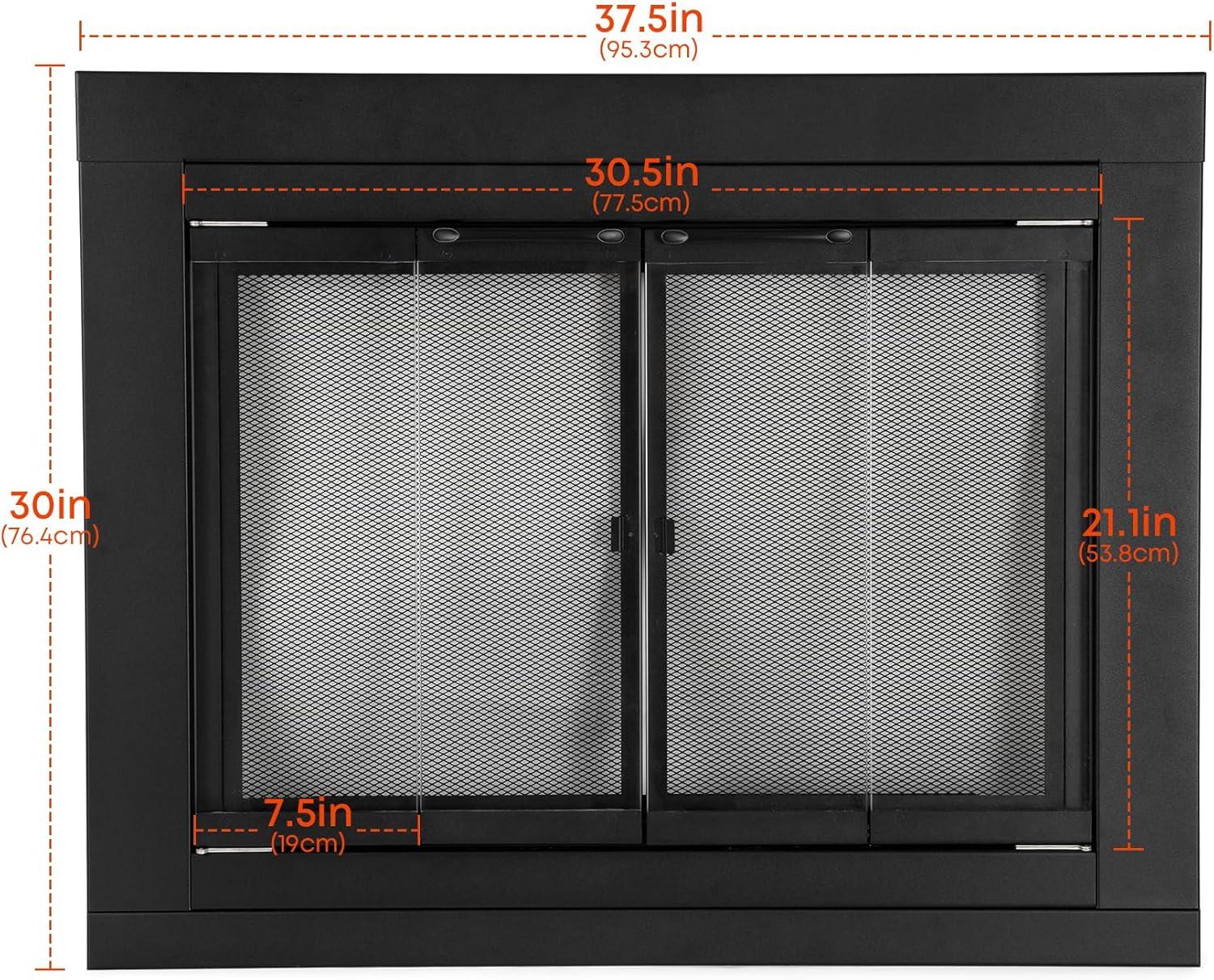 Stanbroil Fireplace Glass Bi-fold Style Door, Black Finish, Medium, Decorative Fireplace Screen Door for Fireplace Accessories(Bi-Fold)