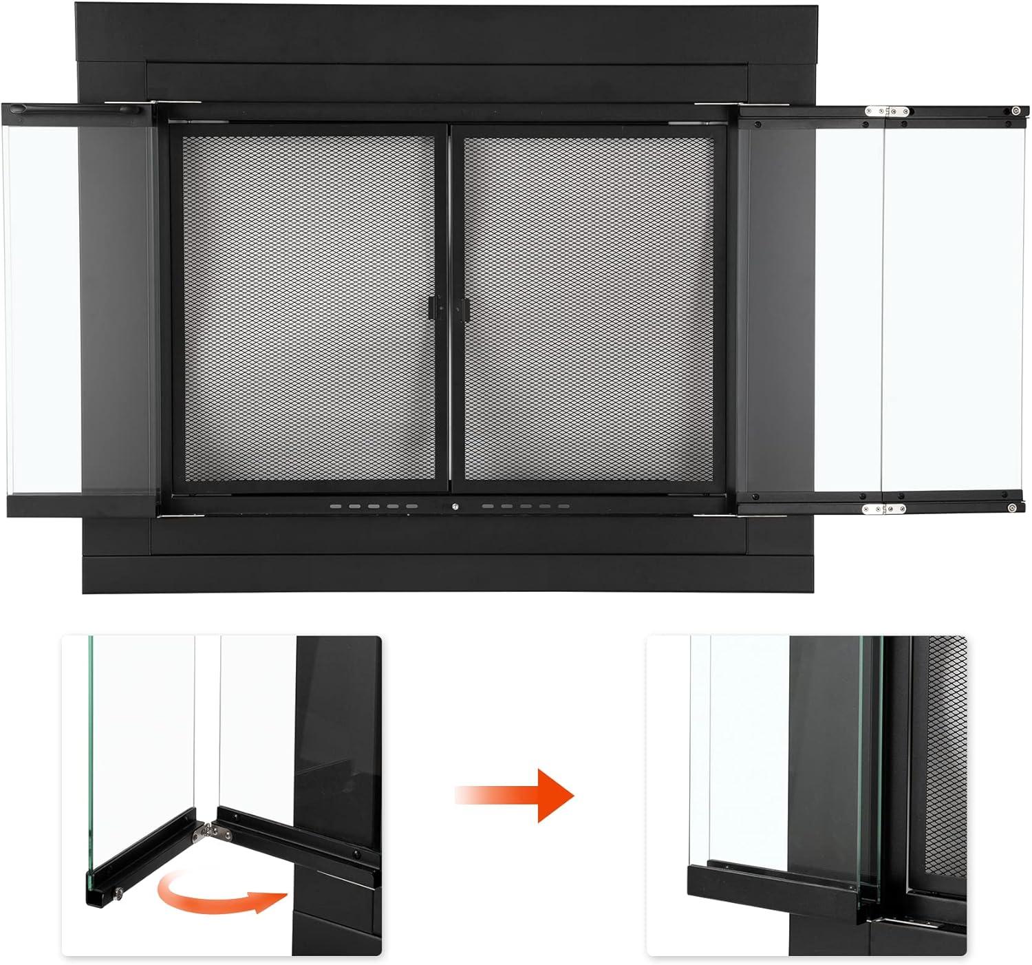 Stanbroil Fireplace Glass Bi-fold Style Door, Black Finish, Medium, Decorative Fireplace Screen Door for Fireplace Accessories(Bi-Fold)