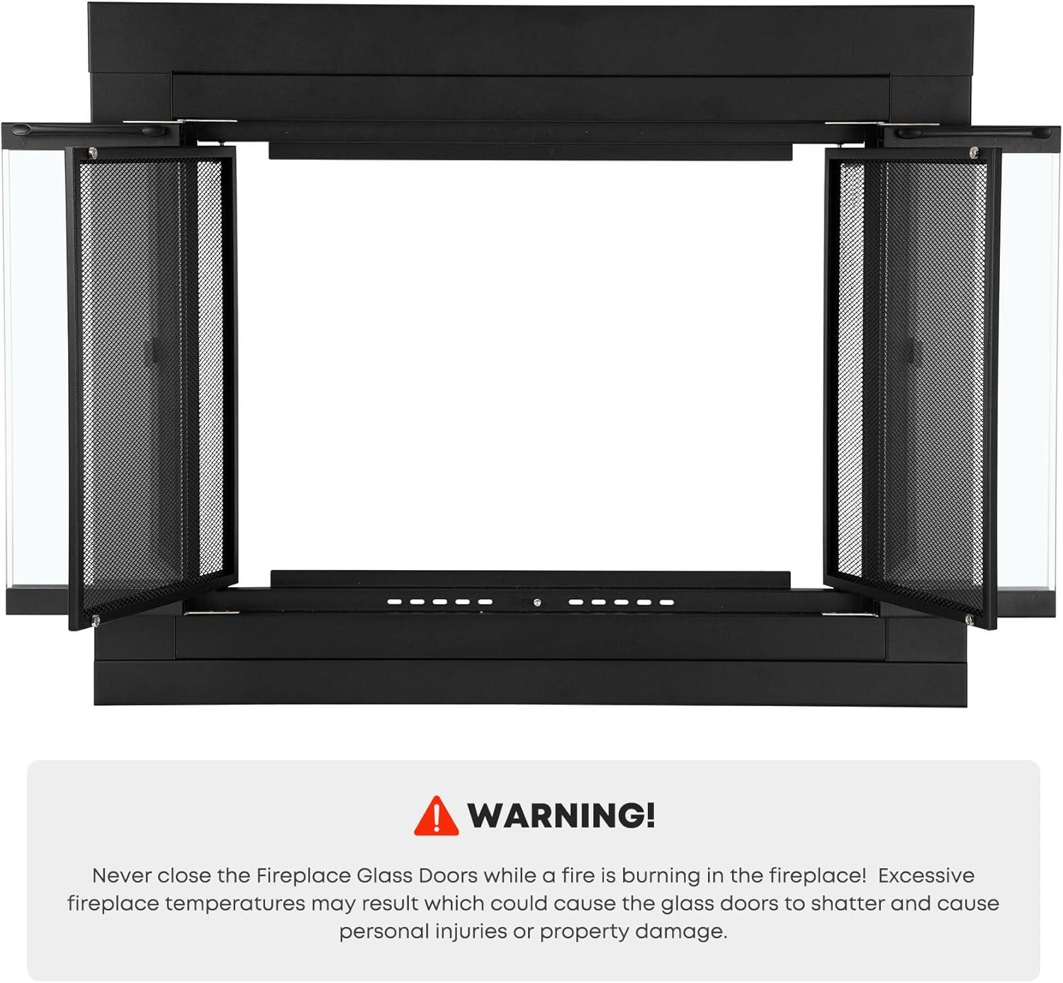 Stanbroil Fireplace Glass Bi-fold Style Door, Black Finish, Medium, Decorative Fireplace Screen Door for Fireplace Accessories(Bi-Fold)