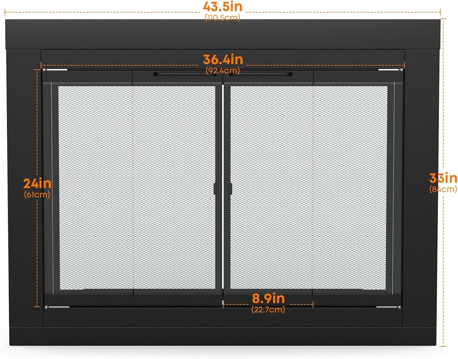 Stanbroil Fireplace Glass Bi-fold Style Door, Black Finish, Medium, Decorative Fireplace Screen Door for Fireplace Accessories(Bi-Fold)